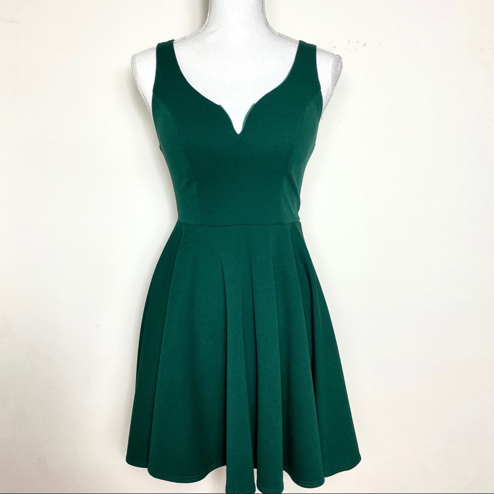 Forest Green A-line Juniors Dress Homecoming